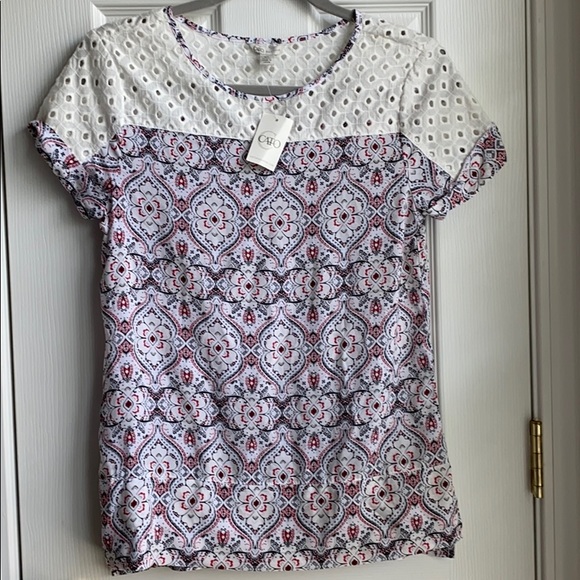 NWT XS Black & Red CATO Floral Top - Picture 1 of 8